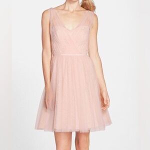 Monique Lhuillier Bridesmaids Short Tulle Overlay Dress